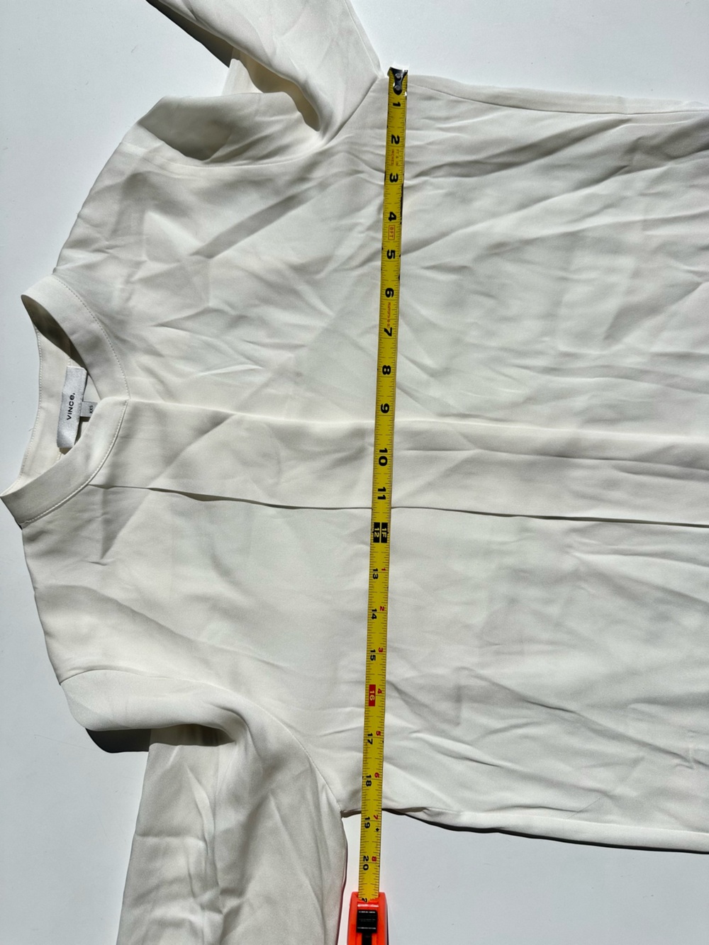 Vince Silk Satin (Stretch Washable) Mandarin Band Collar Blouse Ivory Cream, XXS - Picture 13 of 15